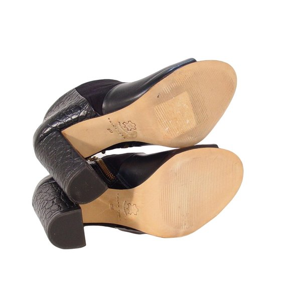 TRINA TURK Los Gatos Croc Leather/Suede Peep Toe Heeled Booties 8M - Picture 6 of 8